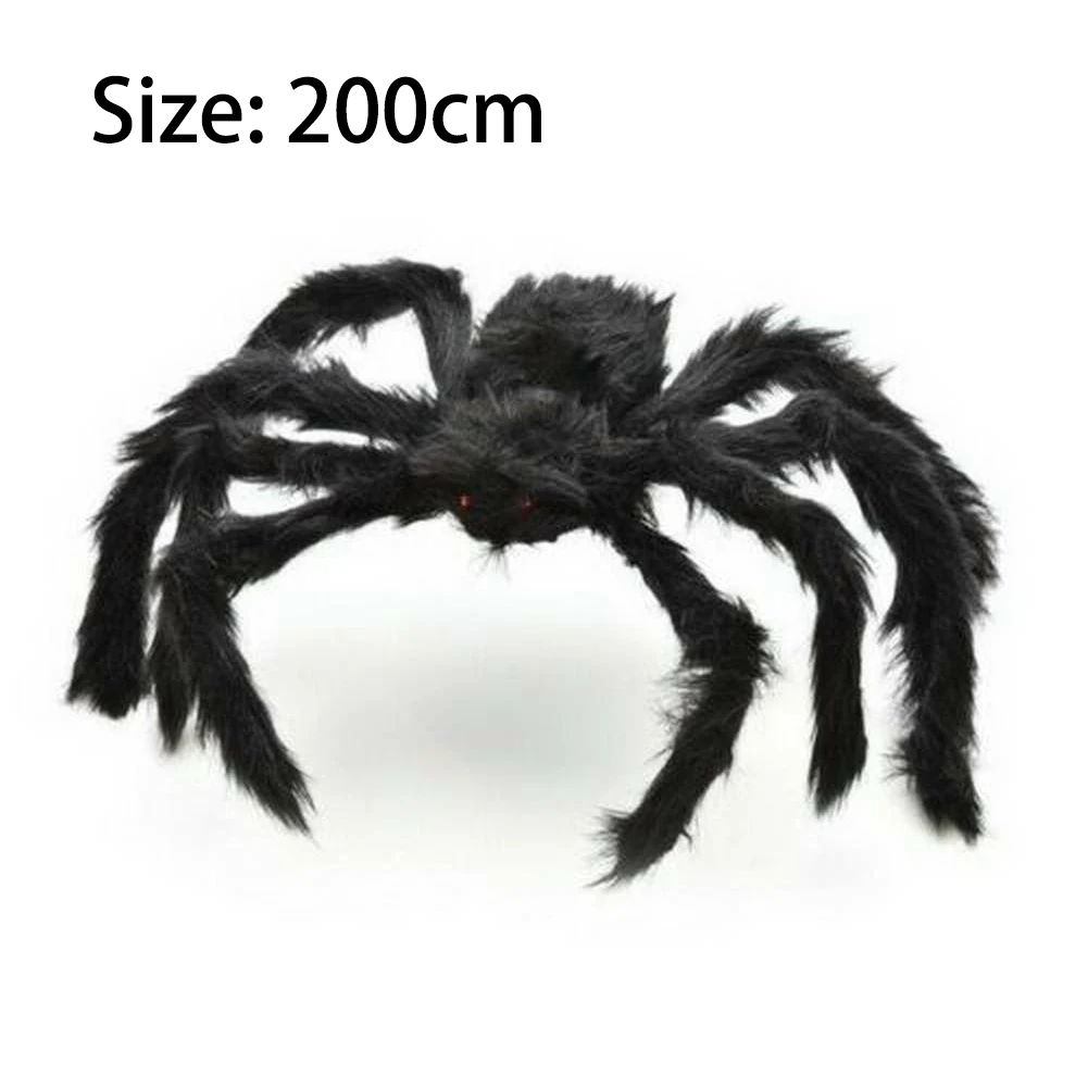 200cm Hairy Giant Spider Halloween Decoration Festival Prop Haunted House Party Indoor Outdoor Huges Black Spider Decor 2023 New