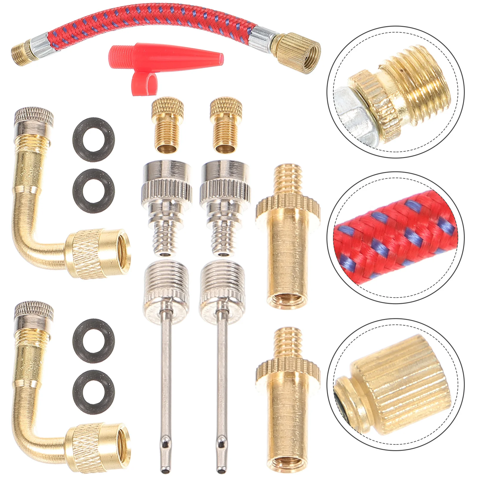 

1Set Bike Valve Adapter Tool Conversion Kit Inflate Bike Tires Ball Pump Needle Air Compressor Connector Flexible Tube Bicycle