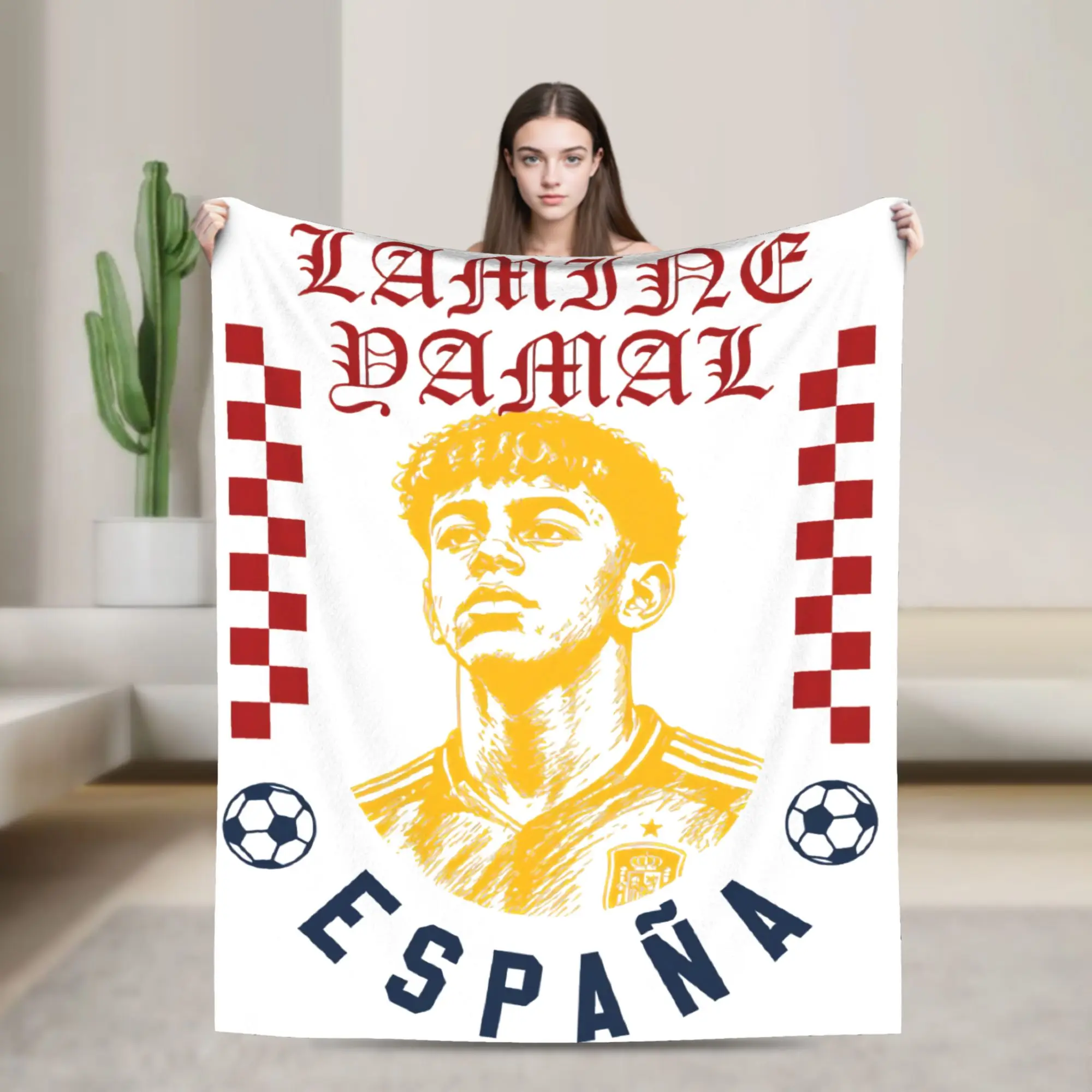Lamine Y-Yamal Fleece Throw Blankets Football Soccer Blankets for Bedding Outdoor Lightweight Thin Bedding Throws