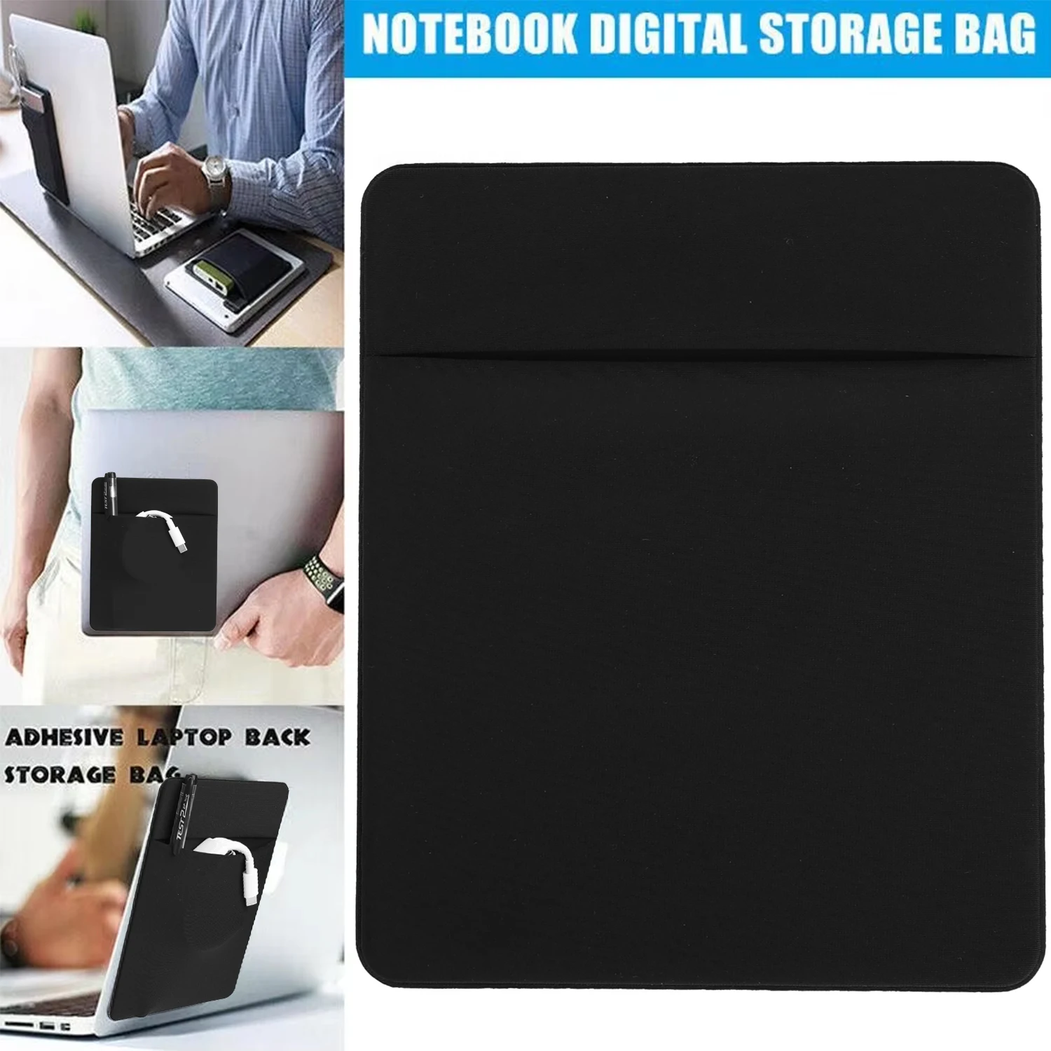 Self Adhesive External Laptop Back Mouse Sleeve For Digital Hard Drive Data Cord Pencils Carrying Case Storage Bag Cover