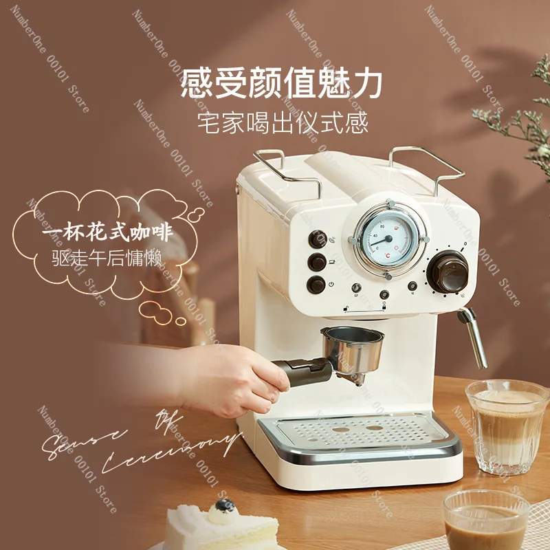 Mini Espresso Machine 20Bar Pressure Extraction Steam Milk Frother Semi-Automatic Compact for Home Cappuccino Latte Maker Gift