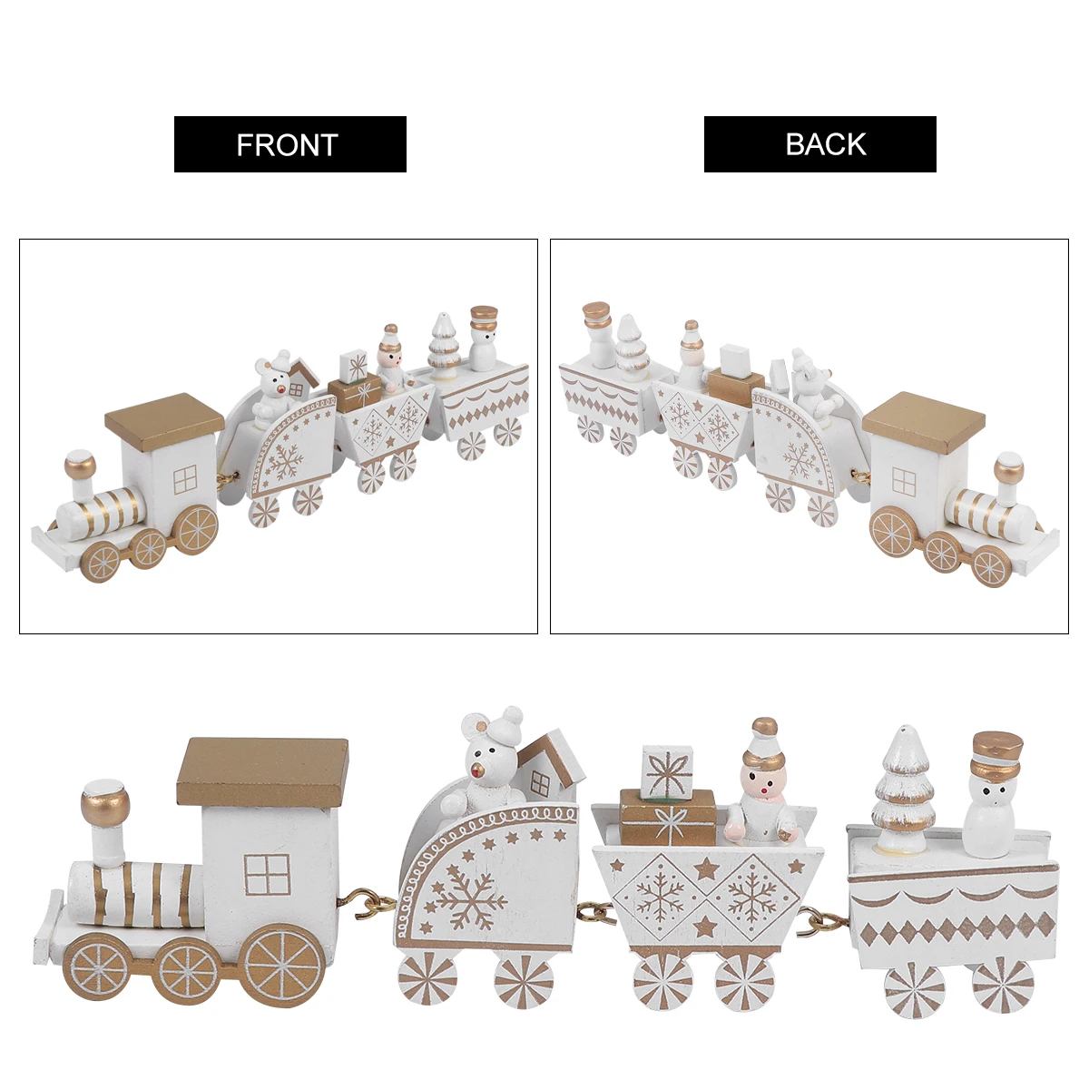 

4Pcs Wooden Train Head Ornament Christmas Decoration Showcase Gift Set Eco Friendly Wood Design Train