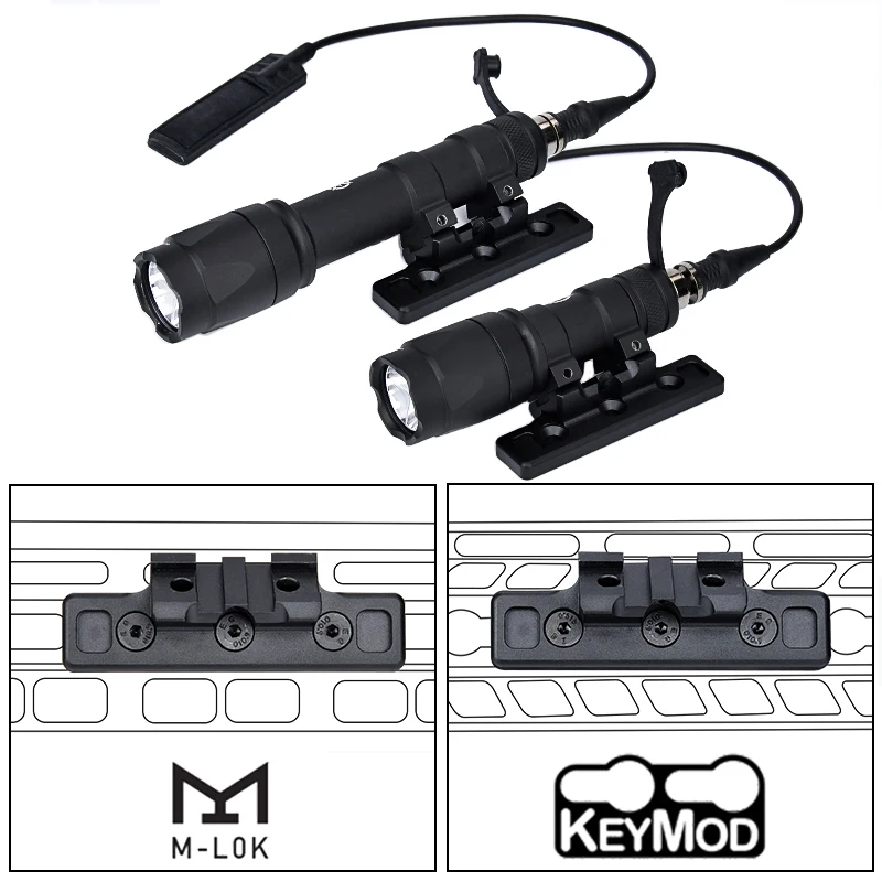 WADSN M300A M600C Metal Flashlight White LED Scout Light Offset Adaptive Mount For KeyMod M-LOK Rail Hunting Weapon Parts Base