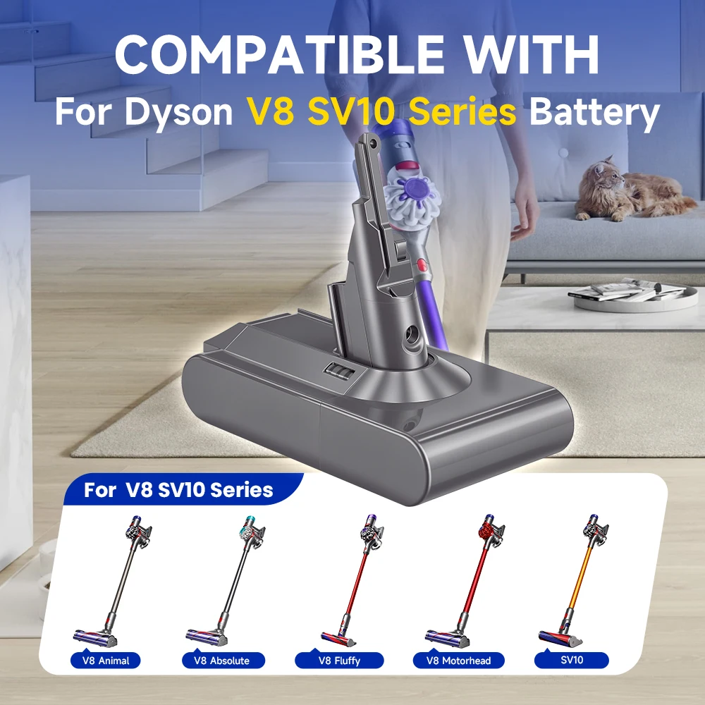 21.6V 4600mAh Battery For Dyson SV10 / SV25 967834-01 / SV25 967834-02 / For Dyson V8  Animal / Absolute / Motorhead / Fluffy