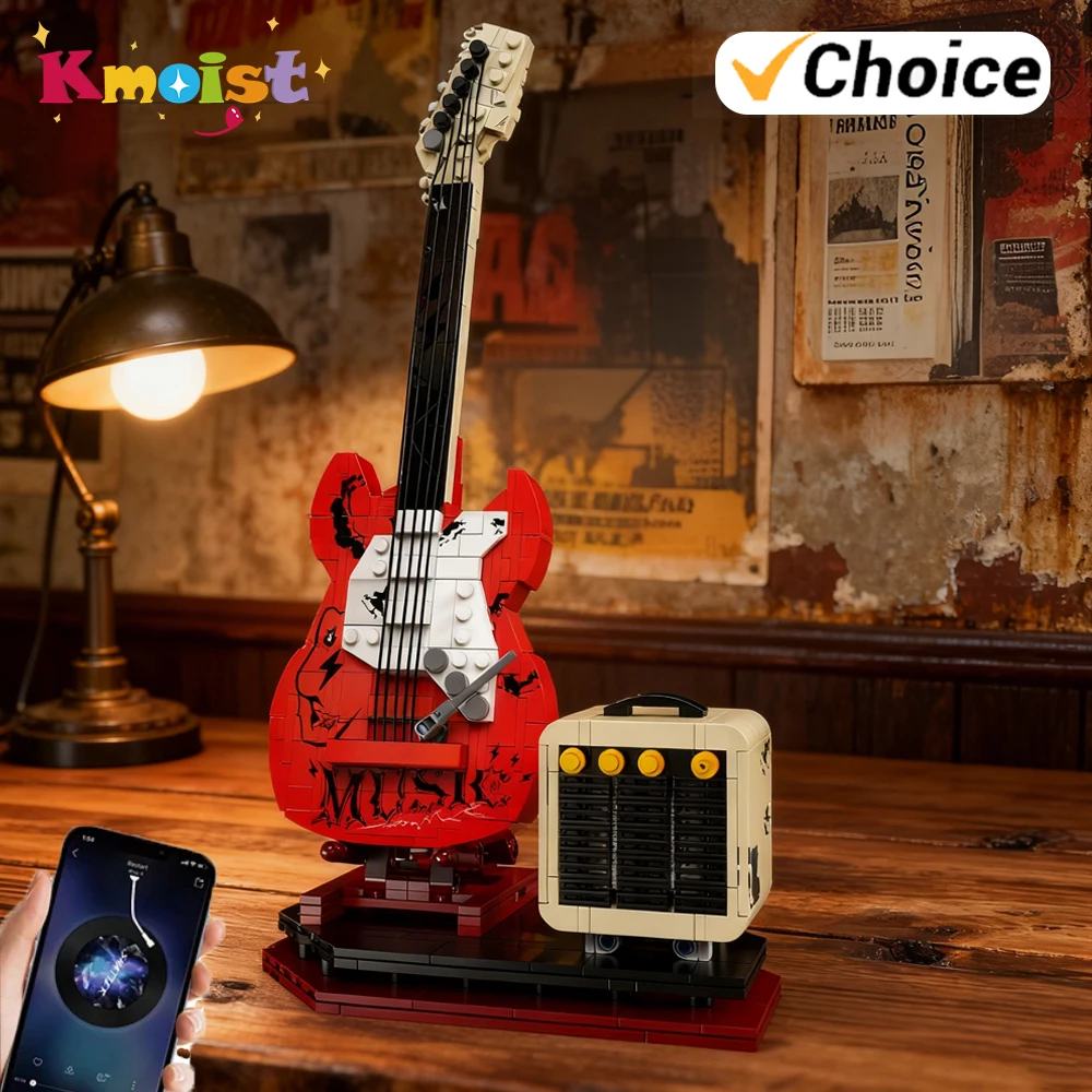 

Building Blocks Music Speaker Guitar Set Diy Assembly Bricks Creative Indoor Home Office Desk Ornaments Toys for Kids Xmas Gifts