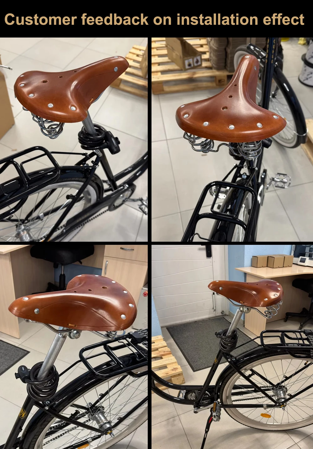 Multi Style Retro-Rindsleder-Fahrradsattel, bequem, erste Schicht Rindsleder, rein handgefertigt, Fahrradteile, G98 – Detail 2