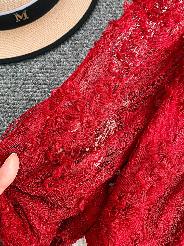 Damska bluzka koronkowa w stylu pałacowym, lekki luksus, wyrafinowana, zdobiona diamentami, z koralikami, koszula z klapami, delikatny różowy koronkowy top BL233