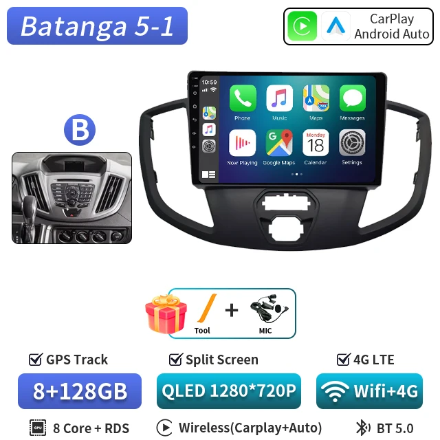Android 16 voor Ford Tourneo Custom 1 I Transit 2012-2021 Qualcomm Snapdragon Navigatie 5G Multimedia Speler Auto Carplay auto - afbeelding 1
