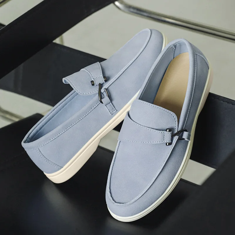 2025 Men's Casual Loafers Vulcanized Leather Casual Shoes Frosted Suede Flats Lightweight Breathable Sports Shoes for Men 39-45