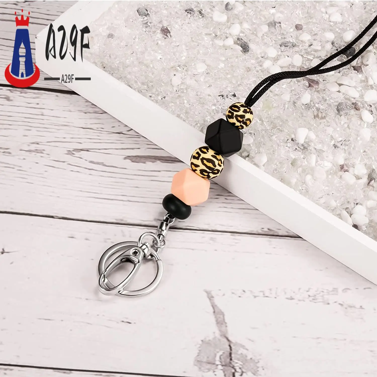

A29F-Teacher Lanyards For ID Badges For Teens Silicone Beaded Lanyards For Keys For Women Nurse Office Worker