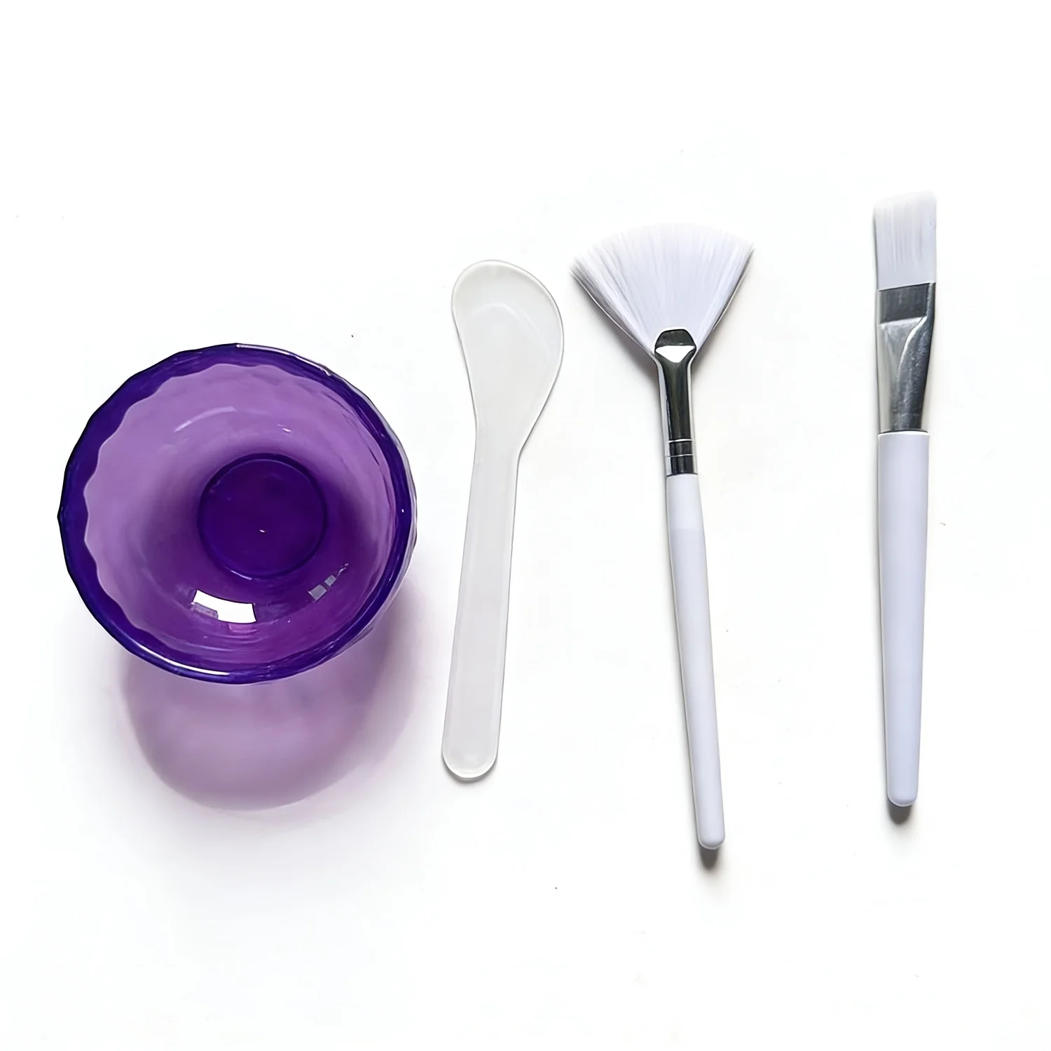 6-Piece Silicone Face Mask Bowl Set with 3 Short Fan Brushes, DIY Facial Mask Mixing Tool Kit with Spatula & Spoon for Home Skincare