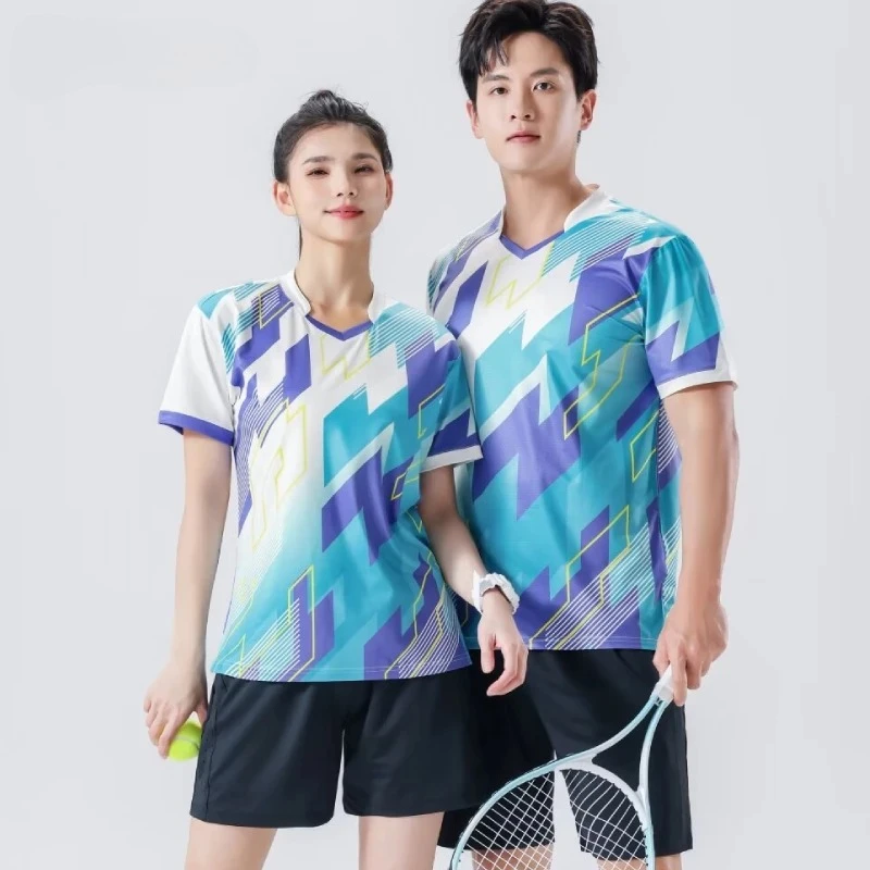 

Новые мужские футболки, женские быстросохнущие футболки, трикотаж для бадминтона, униформа, одежда для настольного тенниса, дышащая футболка с принтом для мальчиков
