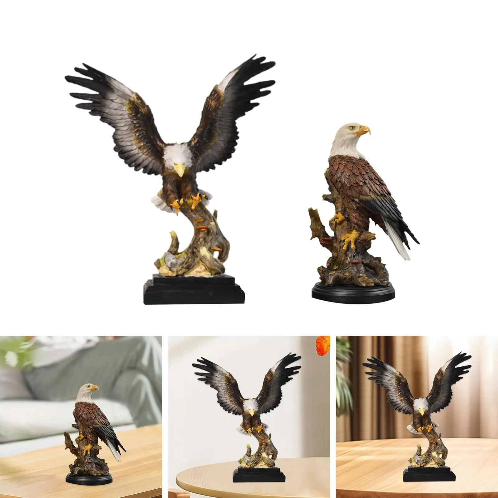 Eagle Statue Gift Ornaments Modern Home Bird Resin Sculpture Desk Figurine Display for Club Living Room Cabinet Garden Office