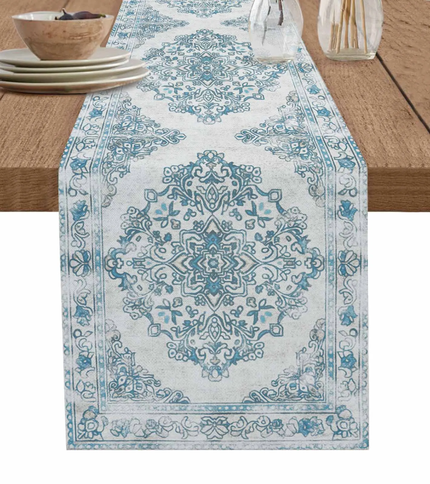 Ethnic Style Retro Persian Pattern Floral Table Runners for Wedding Kitchen Dining Table Decor Coasters Tablecloth Table Mat