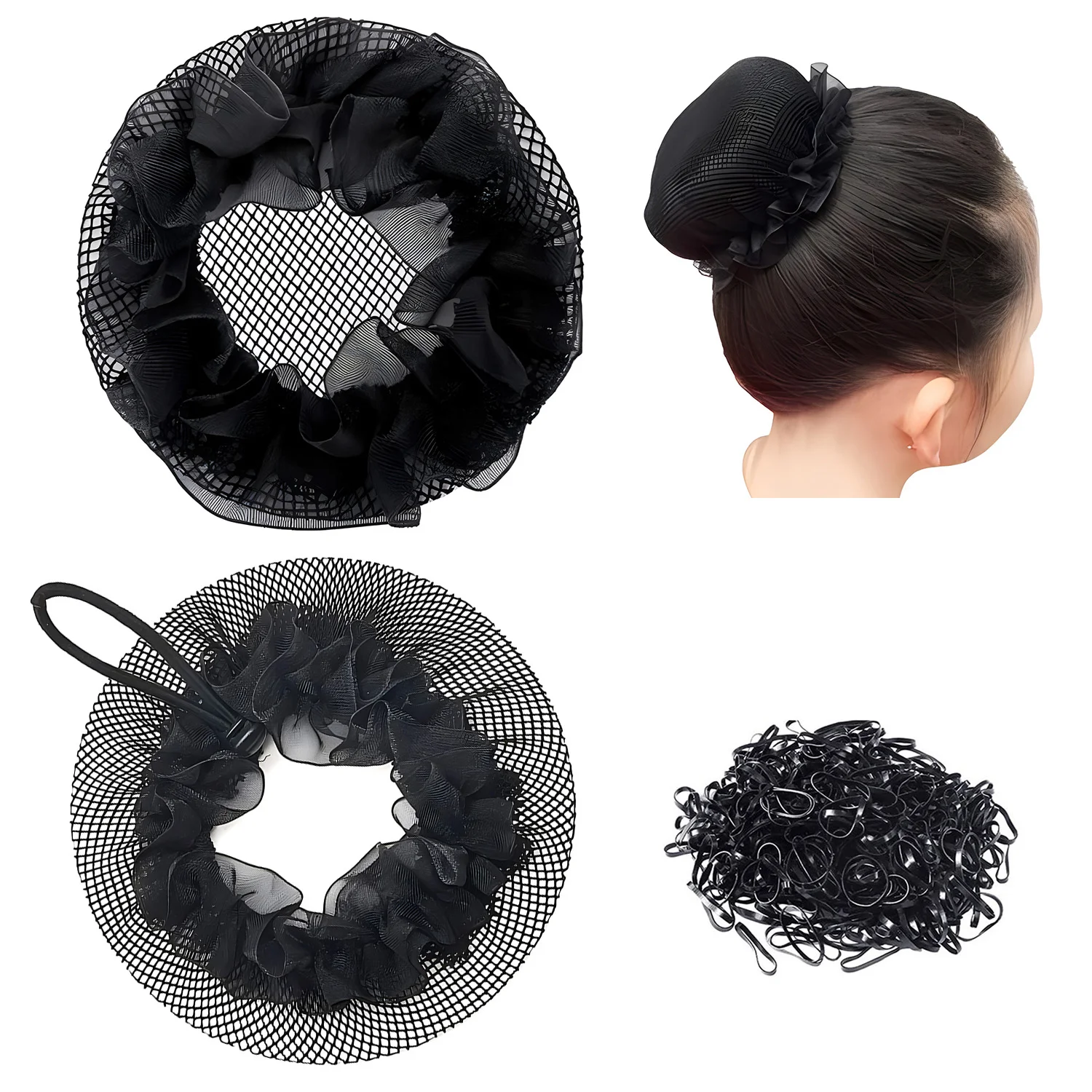 

5pcs/bag Chignon Net Hairnet Headwear Ballet Disk Hair Snood Nets For Wigs Invisible Dancing Sporting Hair Net Hair Accessories