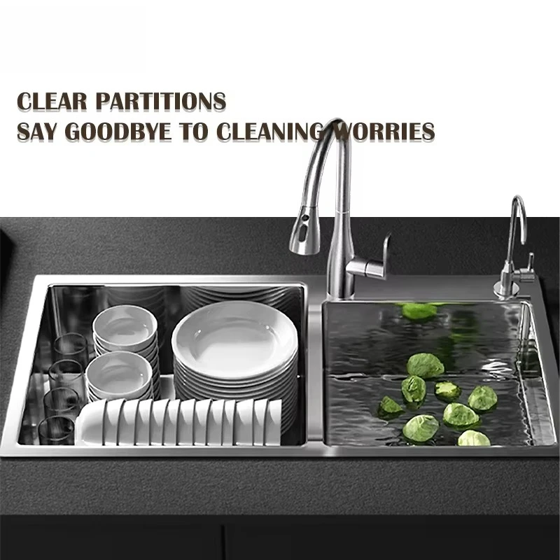 High Quality Handmade Stainless Steel Black Nano Sink No Fading Double Bowl Undermount Kitchen Sink