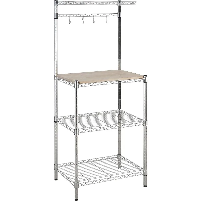 Kitchen Storage Baker's Rack with Removable Top, Chrome/Beige, 18