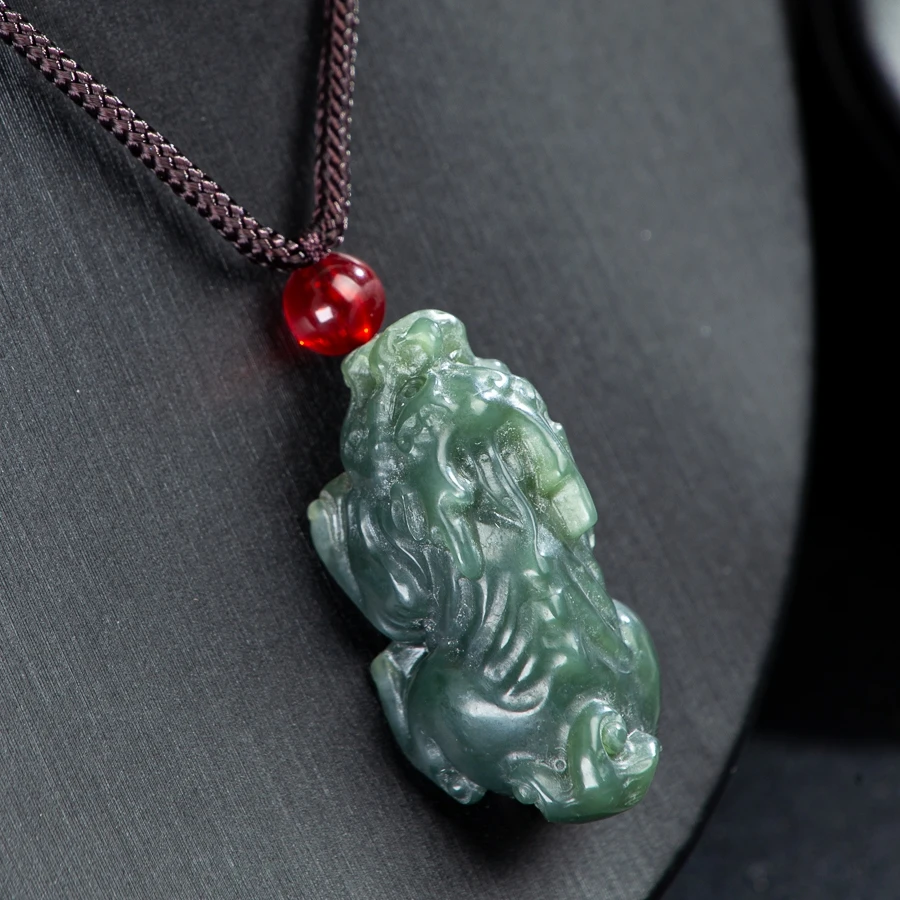 

TIMESWIND Original A-type Jade Deep Green Wealth PIXIU Pendant Women Men Necklace Fashion Jewelry with Certificate