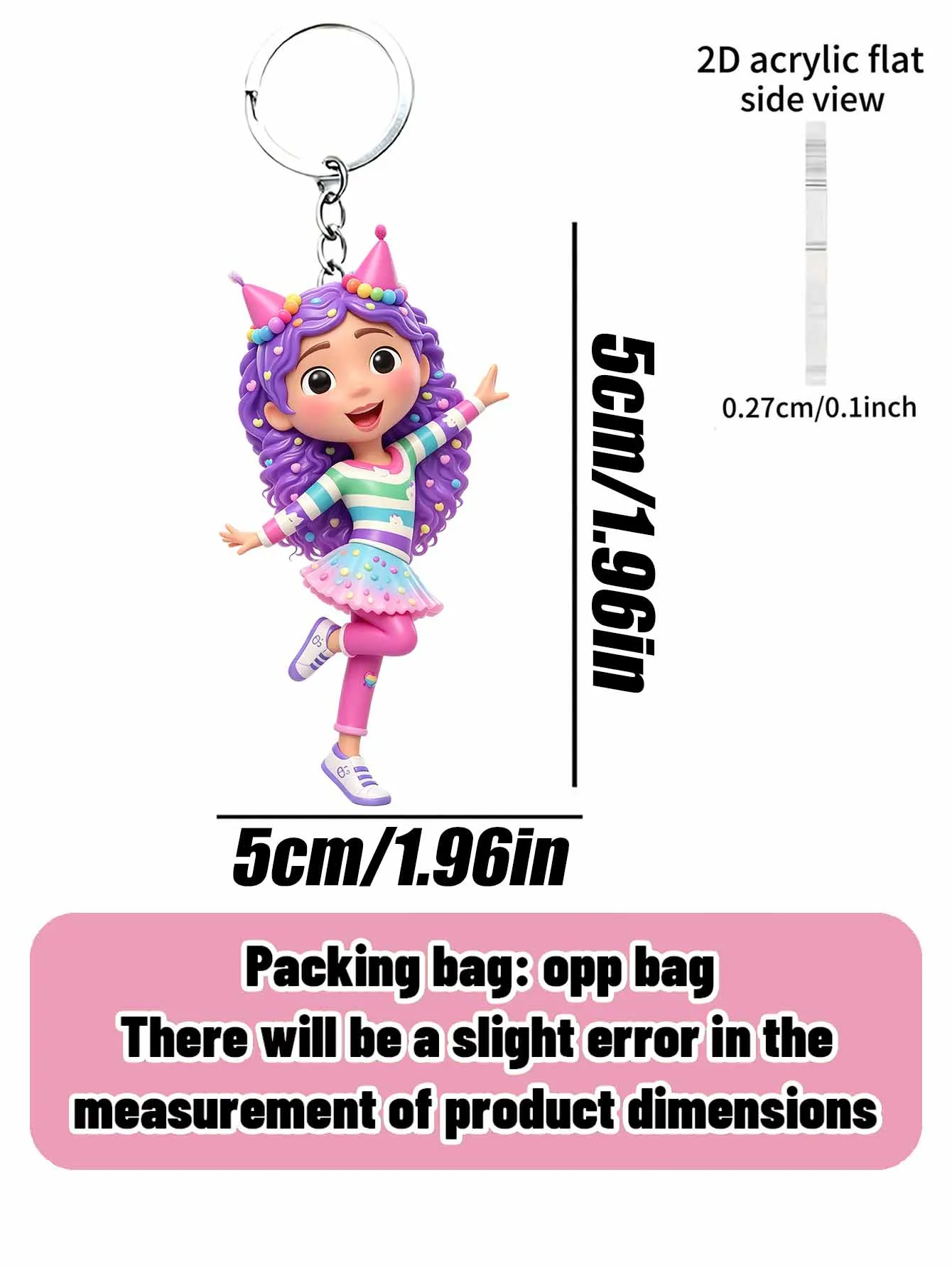 Gibby doll House Party Style Keychain, Purple Curly Hair Style, Halloween, New Year Items, Can Be Given as a Gift