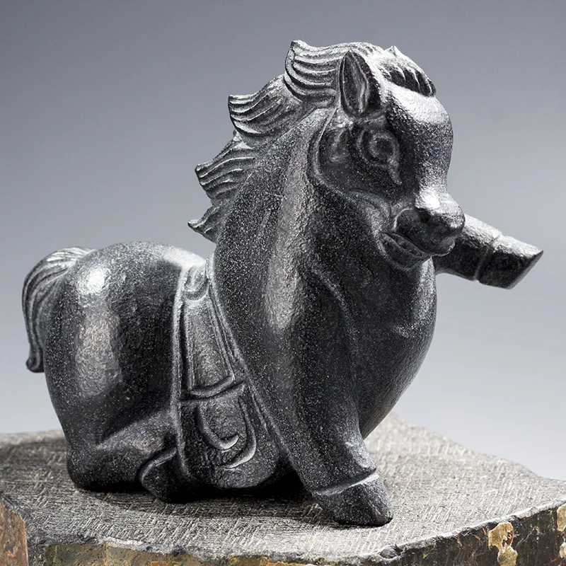 

Horse Statue Mascot Hand-Carved Natural Stone Animal Sculpture Exquisite Home Decor Chinese Antique Crafts Unique Gift