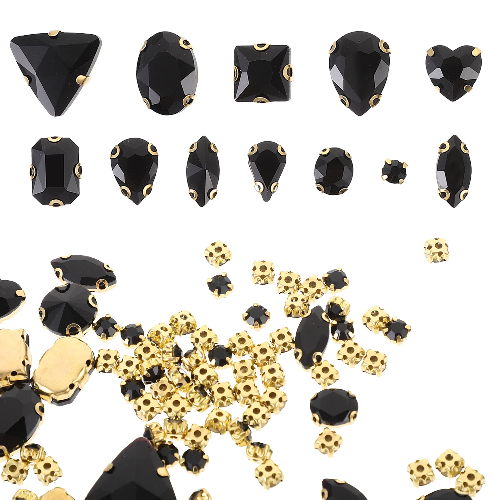 

130pcs Glass Claw Drill Sew on Rhinestones Clothing DIY Decorative Mixed Shapes Crafting Accessories For Fabrics And Bags