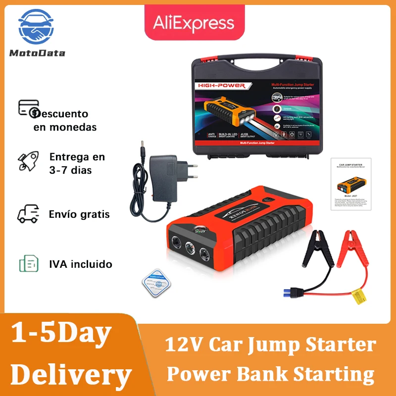 12V Car Jump Starter Power Bank Portable Car Battery Booster Charger Starting Device Auto Emergency Start-up Lighting