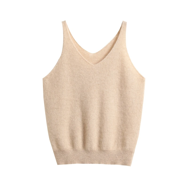 Otoño/Invierno, cárdigan de Cachemira de 100% para mujer, conjunto de dos piezas con tirantes, suéter de punto liso informal, Tops holgados con cuello en V, jersey cálido