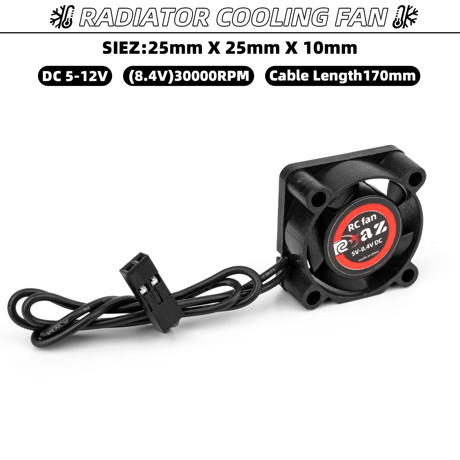 RC-Hochgeschwindigkeitsventilator, 25–50 mm Motor, ESC, wasserdicht, 10000–30000 U/min, 5 V–12 V DC, für 550 gebürsteter bürstenloser Motor, Lüfter, Kühlkörper
