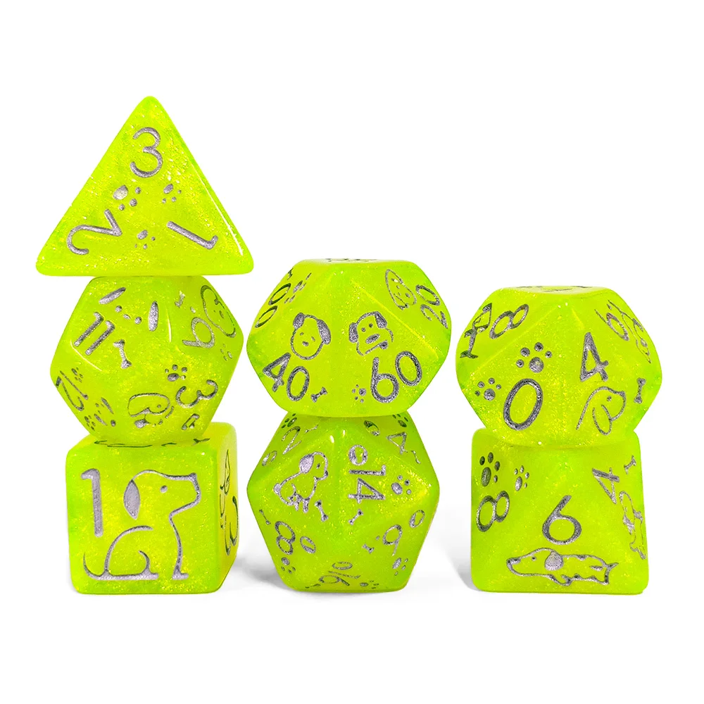 DND Dice RPG TRPG Cute Dog Pattern Multi-color Optional Dice Set for Dungeons and Dragons Board Games Home KTV Kids Toys Dice