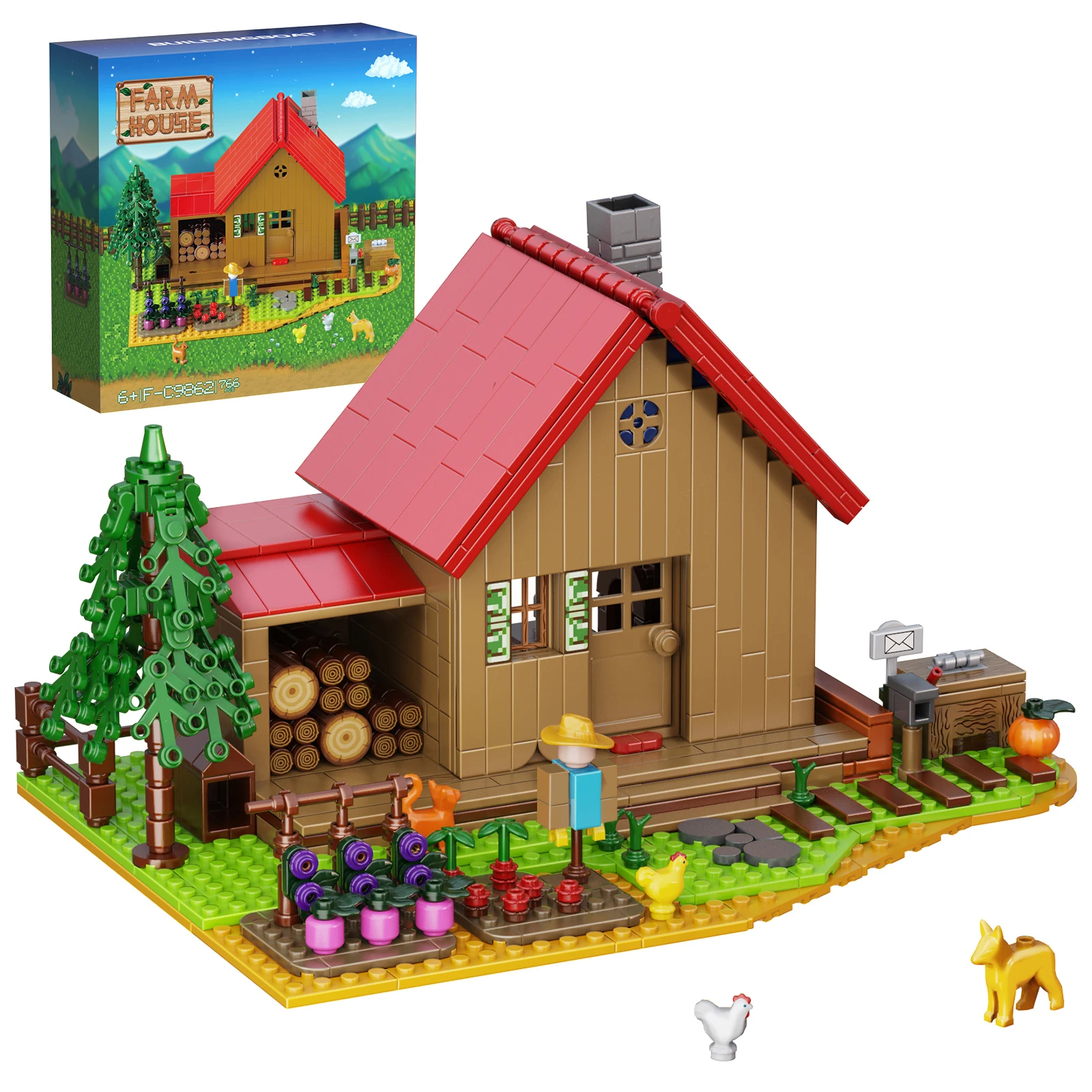 

24 NEW MOC Stardewed Valley Creative Farm Animals Trees Plants Building Block Set Rural Farming Model Children Education Gifts