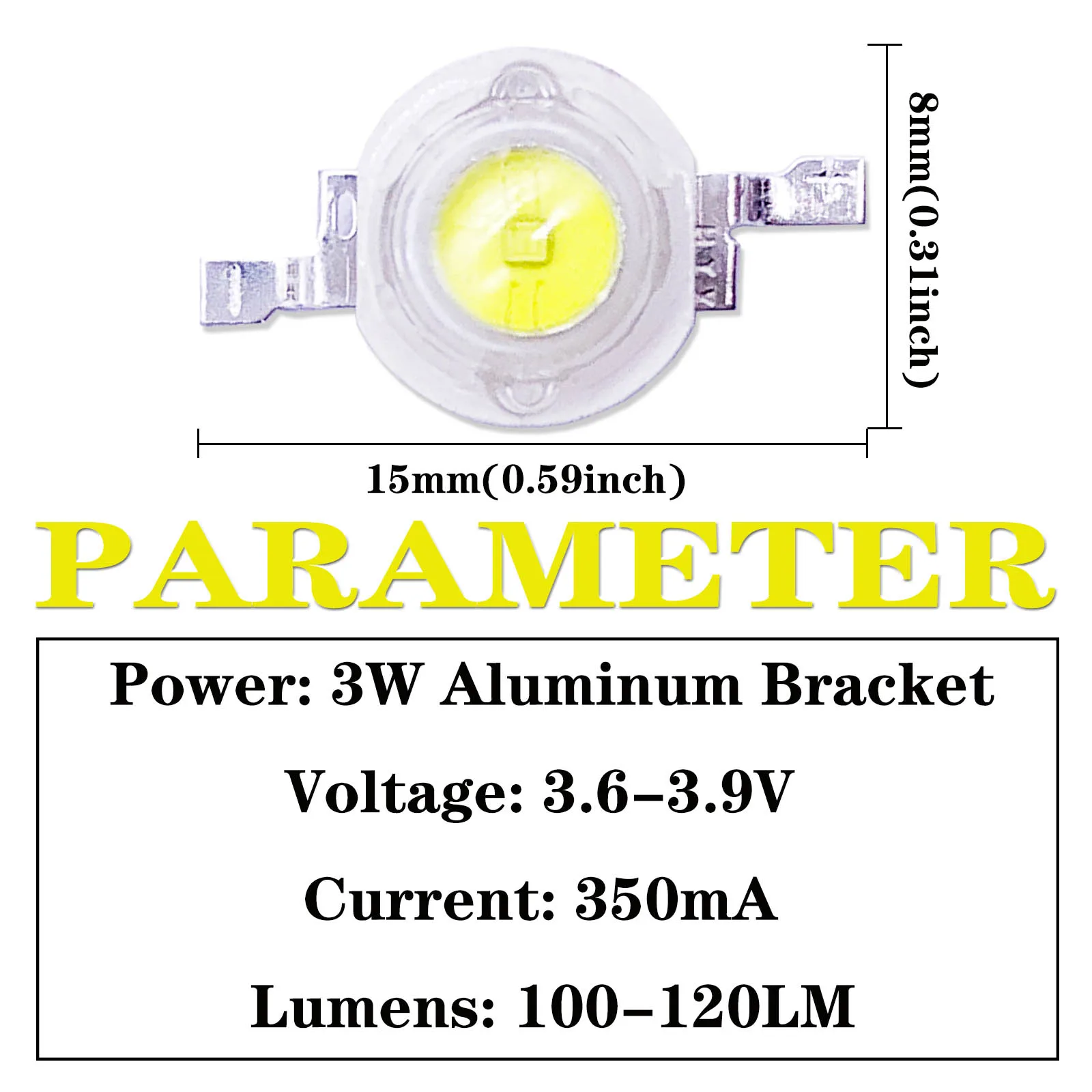 Ampoule de projecteur à diode, lampe torche, à faire soi-même, lot de 100 pièces, 1 Watt, 3 W, led