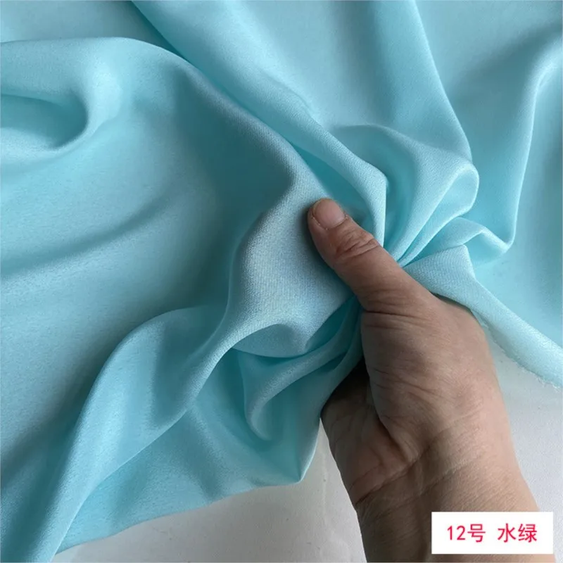 

140cm width 12 momme silk double crepe fabric solid-color shirt with lining