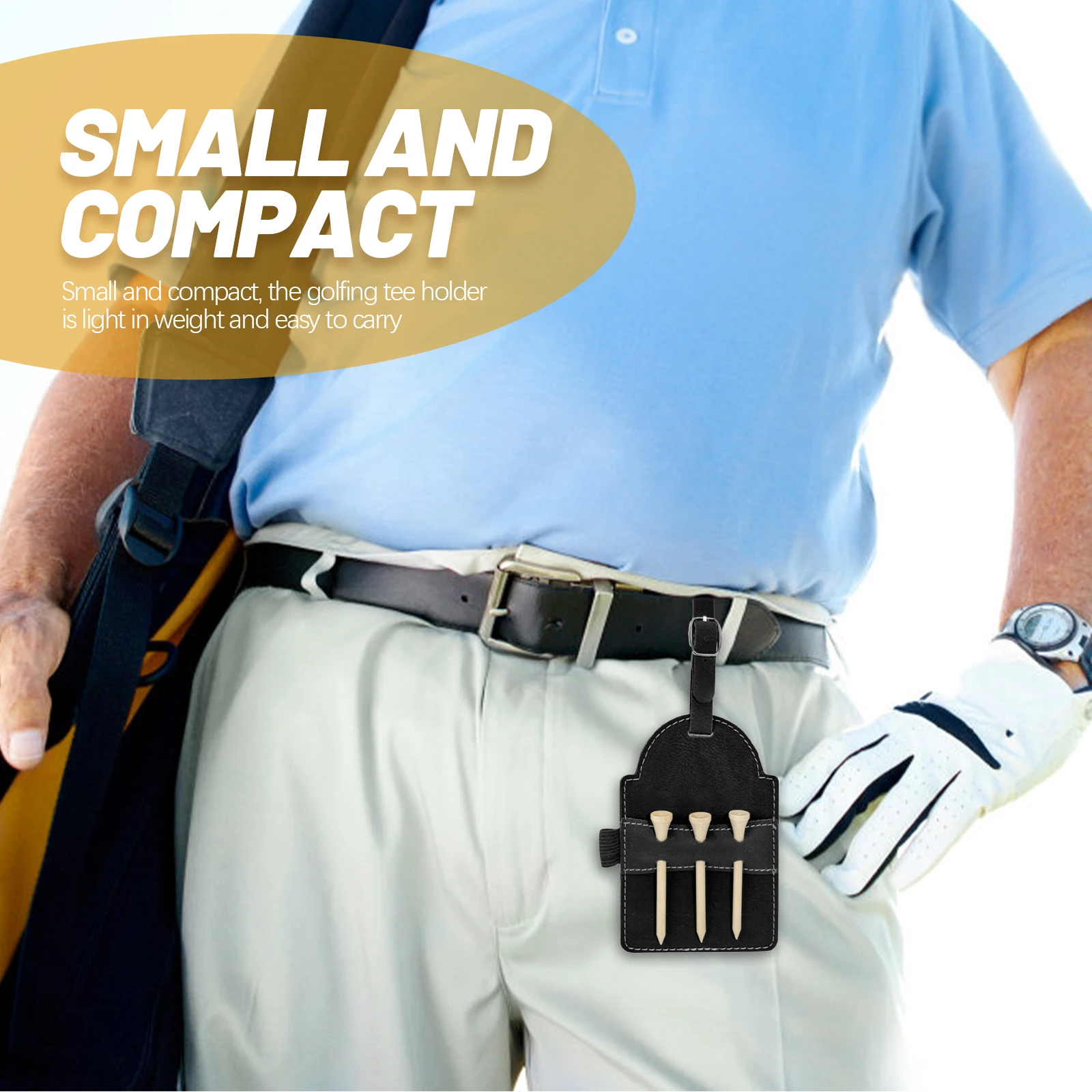 

Golf Tee Holder Bag Tag ganizer for Men PU Compact Light Weight Belt Hanging Fashionable Golfing Accessories