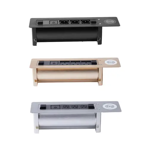 MANLEIKE Bordsuttag Skrivbordsuttag Inbyggt Automatiskt Dolt Uttag Kontorsskrivbord 3AC-uttag Med Trådlös Laddning/Typ-C/USB 10 best sales skrivbordsuttag - №5