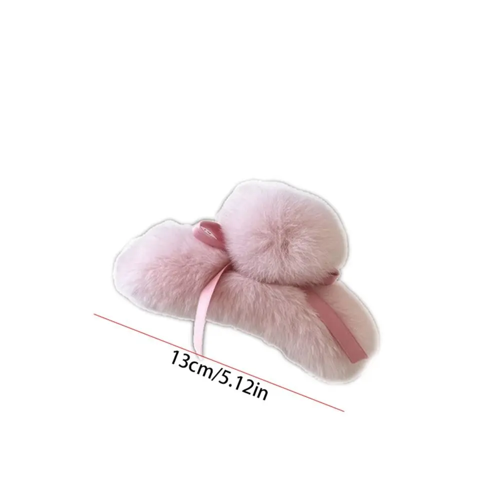 Korean Plush Hair Claw For Girls Autumn/Winter Rabbit Fur Gentle Bow Hair Clip Fashion Headwear Hair Accessories image 6