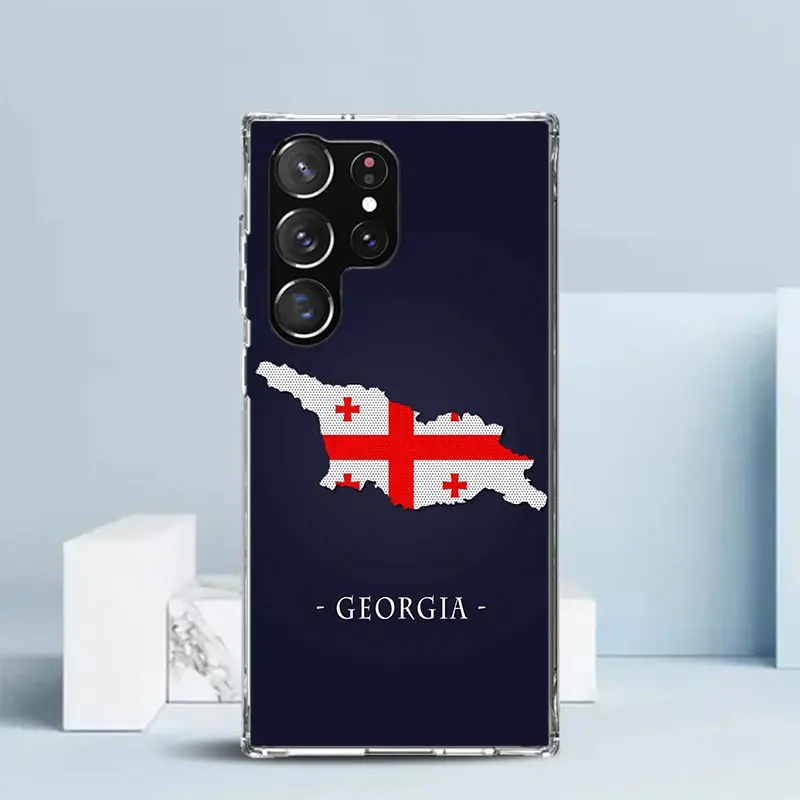 Georgia Flag Phone Case For Samsung Galaxy S24 S25 Edge S26 Ultra S22 S23 Plus S21 + S20 FE Soft TPU Back Cover Galaxy S25 S22 S
