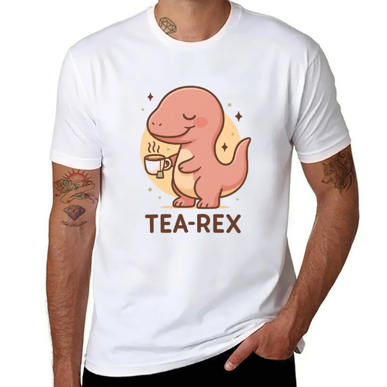 

Tea-Rex' Illustration T-Shirt cotton t shirt pack men t shirt cotton 100% T-Shirt