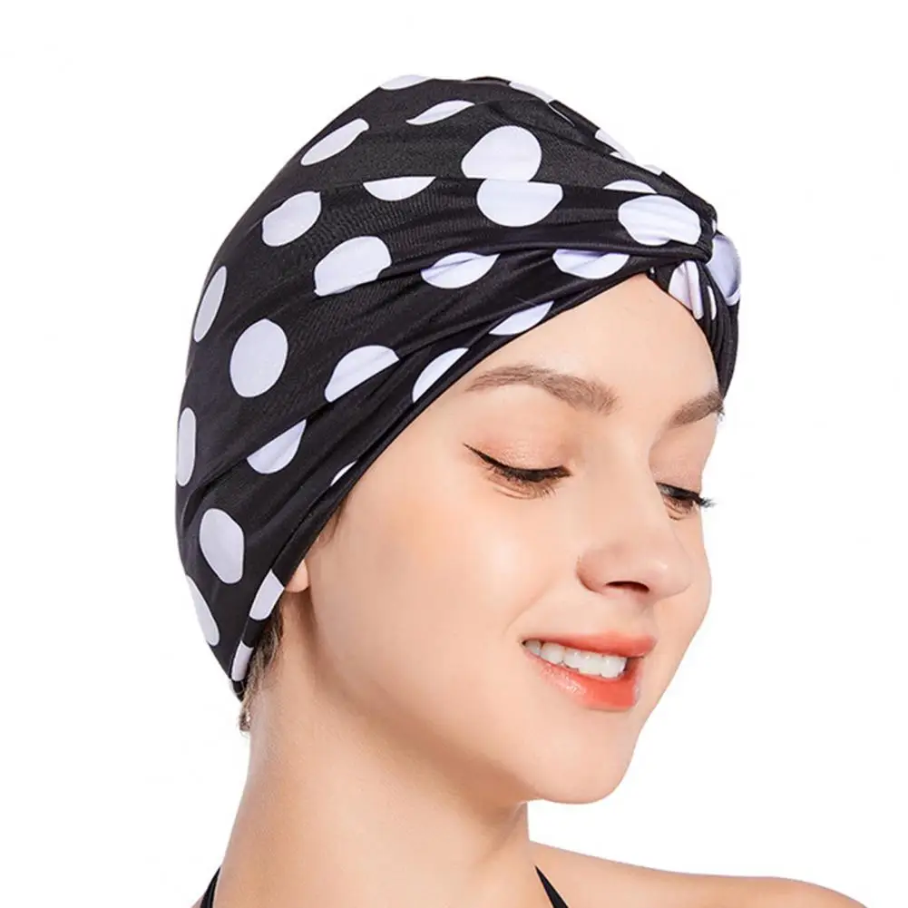 Swim Pool Hat  Useful Comfortable Large Capacity  Knotted Design Women Swimming Pool Beanie Hat for Seaside