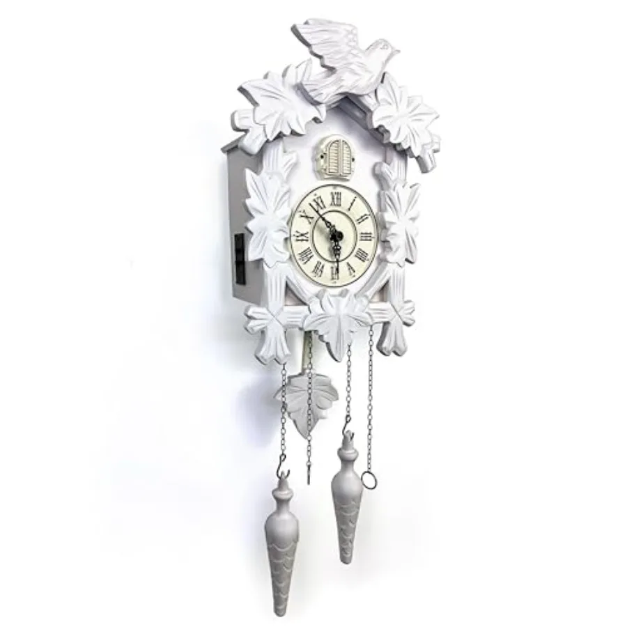 

Wall clock for living room, wooden, white, handcrafted with large 13x9.5 inch face for clear time reading