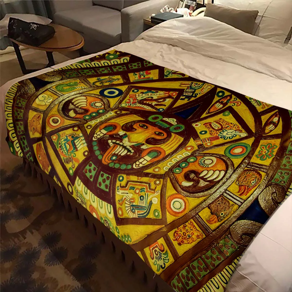

Фланелевое Одеяло Mayan Totem с принтом древней культуры, мягкое покрывало для пешего туризма, пикника, кровати, дивана, модное покрывало, домашние подарки