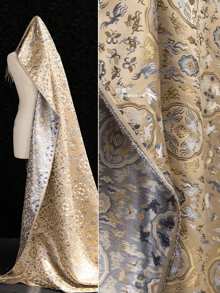 

Парчовая жаккардовая ткань в китайском стиле, имитация шелка, дизайнерская одежда, ткань для двора, оптовая продажа, шить на метр