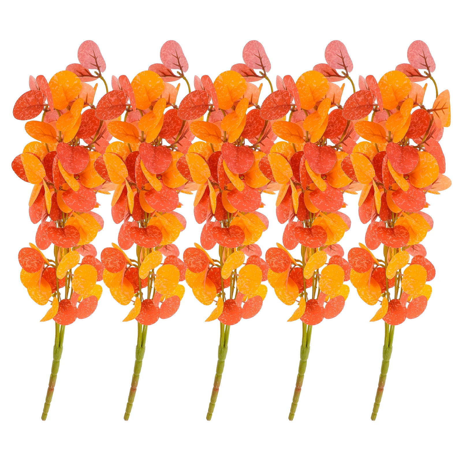 

5pcs Artificial Eucalyptus Leaves Stems Faux Fall Plants Thanksgiving DIY Decor Photography Props Simulation Plants Home Decor