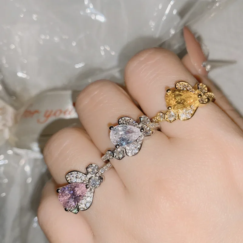 MDL Moissanite Style été nouvelle luciole nuit étincelle anneau 18k plaqué Vintage Niche nid d'abeille nid d'abeille anneau