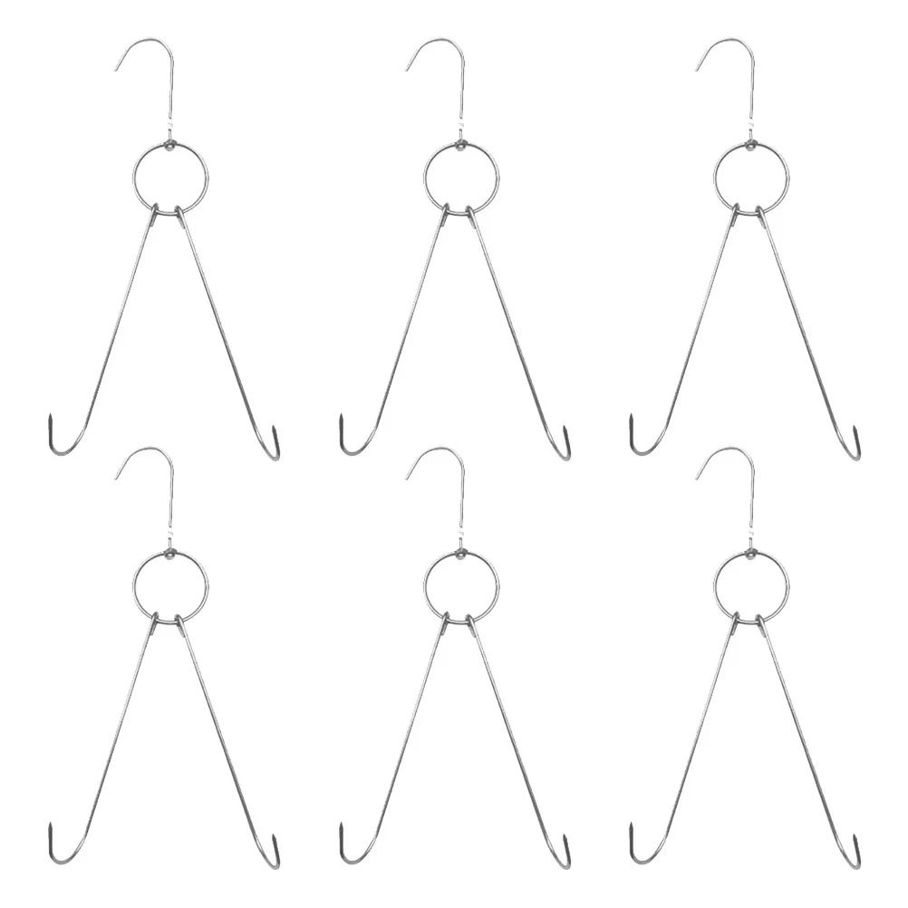 

6pcs Stainless Steel Double Meat Hooks 3.5Cm Diameter 24.5Cm Length Roast Hook For Bbq Drying Smoking Bacon Hanger Grill Storage
