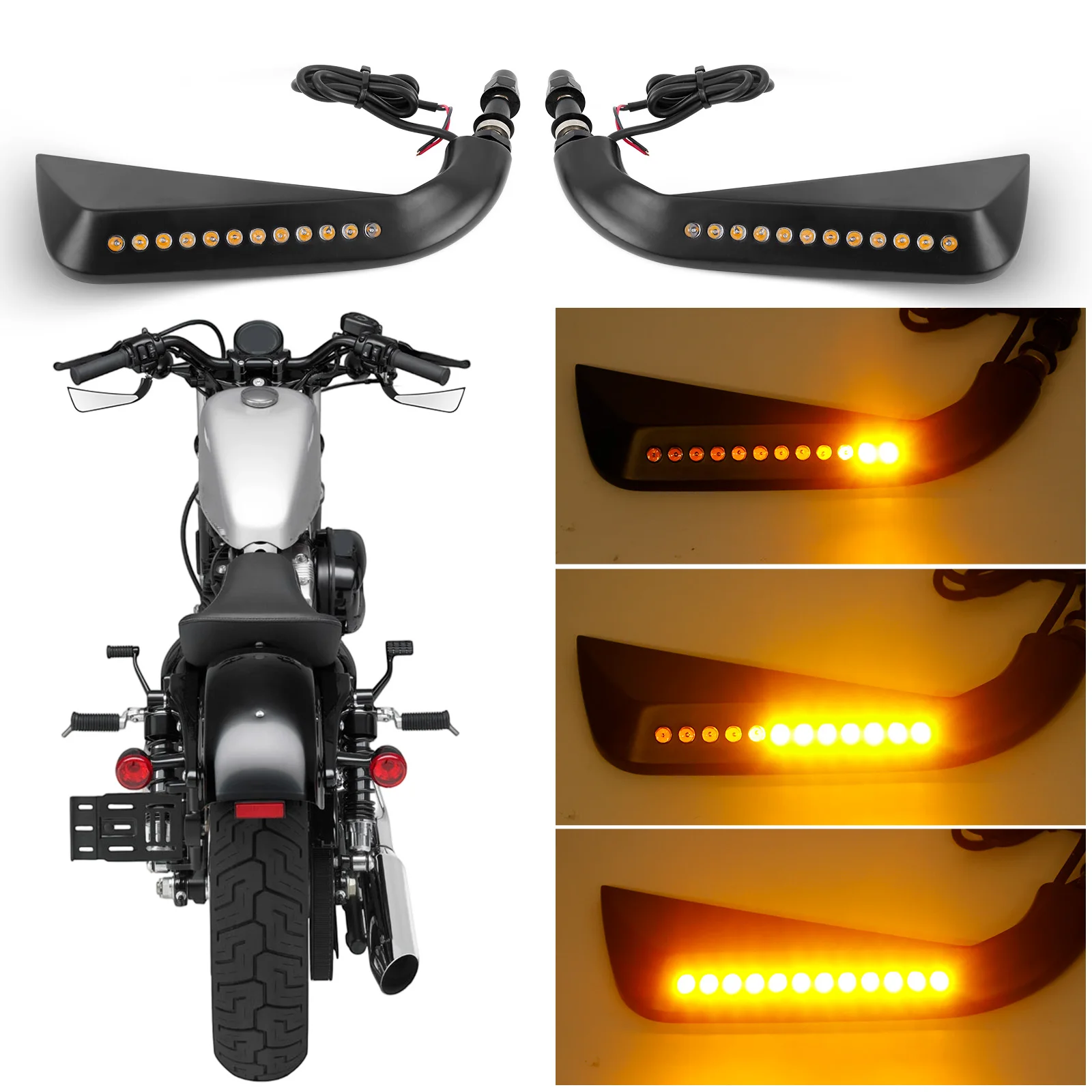 

2pcs Rearview Side Mirror with LED Turn Signal For Harley Cross Dyna Electra Fat boy Heritage Iron Road Rocker Softail Sportster