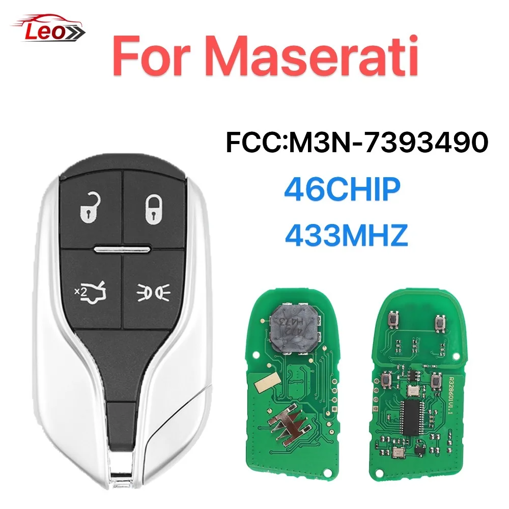 

Leo For Maserati Ghibli Quattroporte Levante 2012-2019 Remote Smart Key FCC:M3N7393490 433MHZ ID:46CHIP.