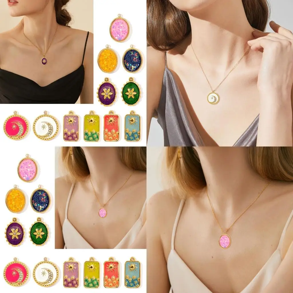 

3шт стильные стальные подсолнухи и эмалированные карты Таро, аксессуары для ожерелья