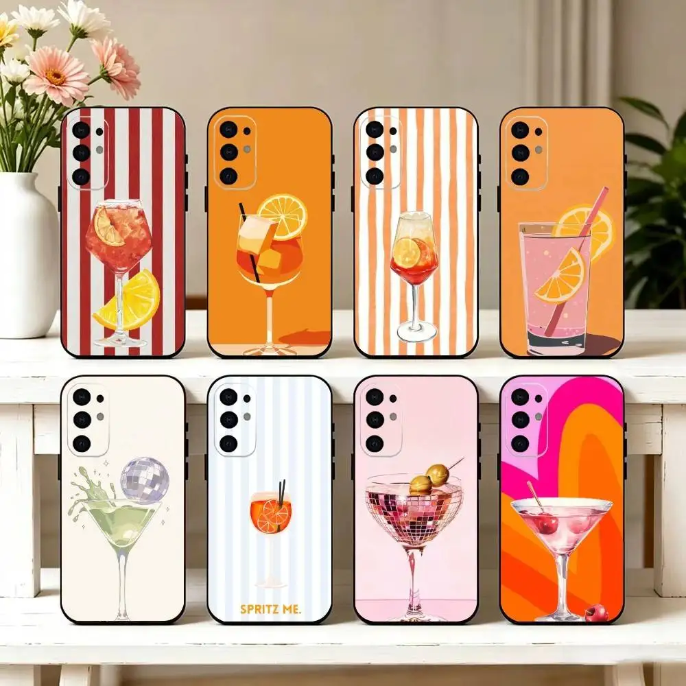 Aperol Spritz Art Phone Case For Samsung S25,S24,S21,S22,S23,S30,Ultra,S20,Plus,Fe,Soft Silicone Black Cover