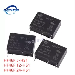 10 pz relè di potenza HF46F-005-HS1 HF46F-012-HS1 HF46F-024-HS1 HF46F 5-HS1 12-HS1 24-HS1 5A 250VAC 30VDC 4Pin 5V 12V 24V DC relè