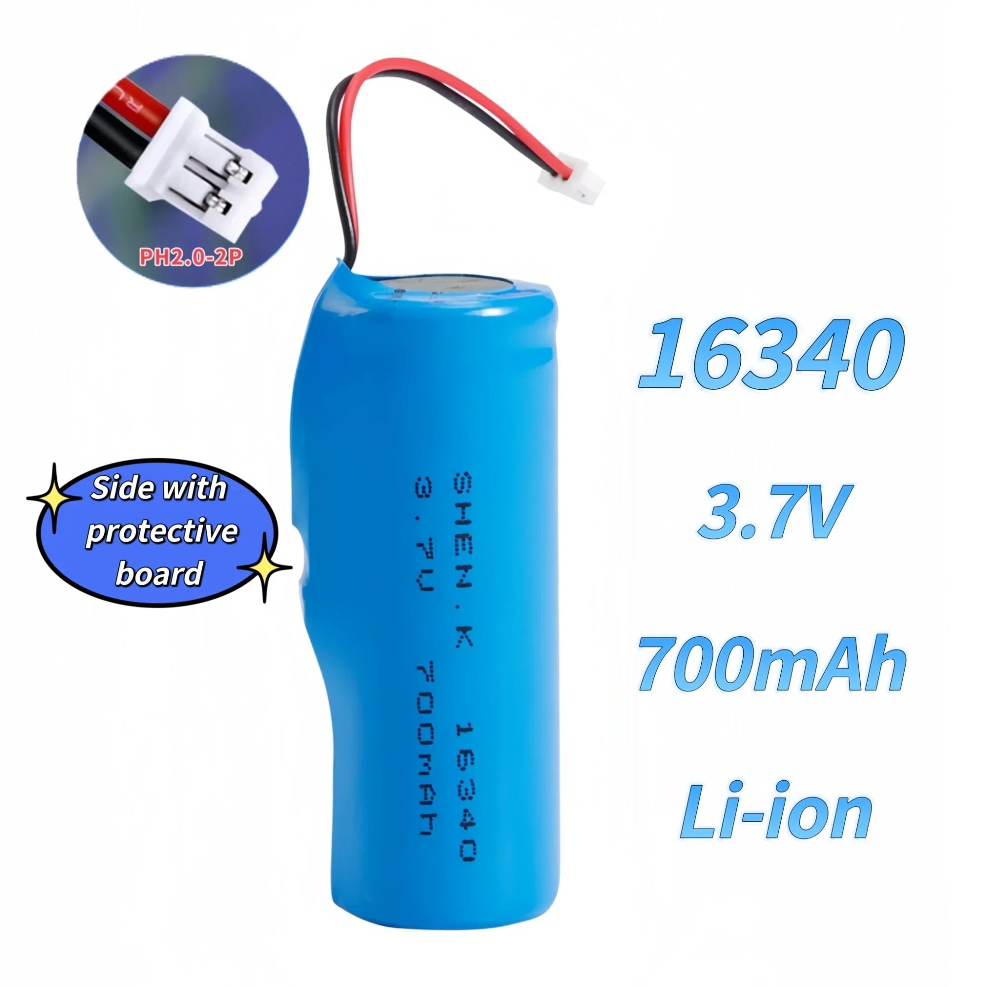 16340 Battery with connector 3.7V 700mAh CR123A with USB Charging cable for Camera Smoke alarm Gps tracker Flashlight Doorbells